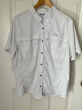 L.L.Bean Women's Tropicwear Short-Sleeve Shirt 2X Plus Outdoor Light UPF 50+